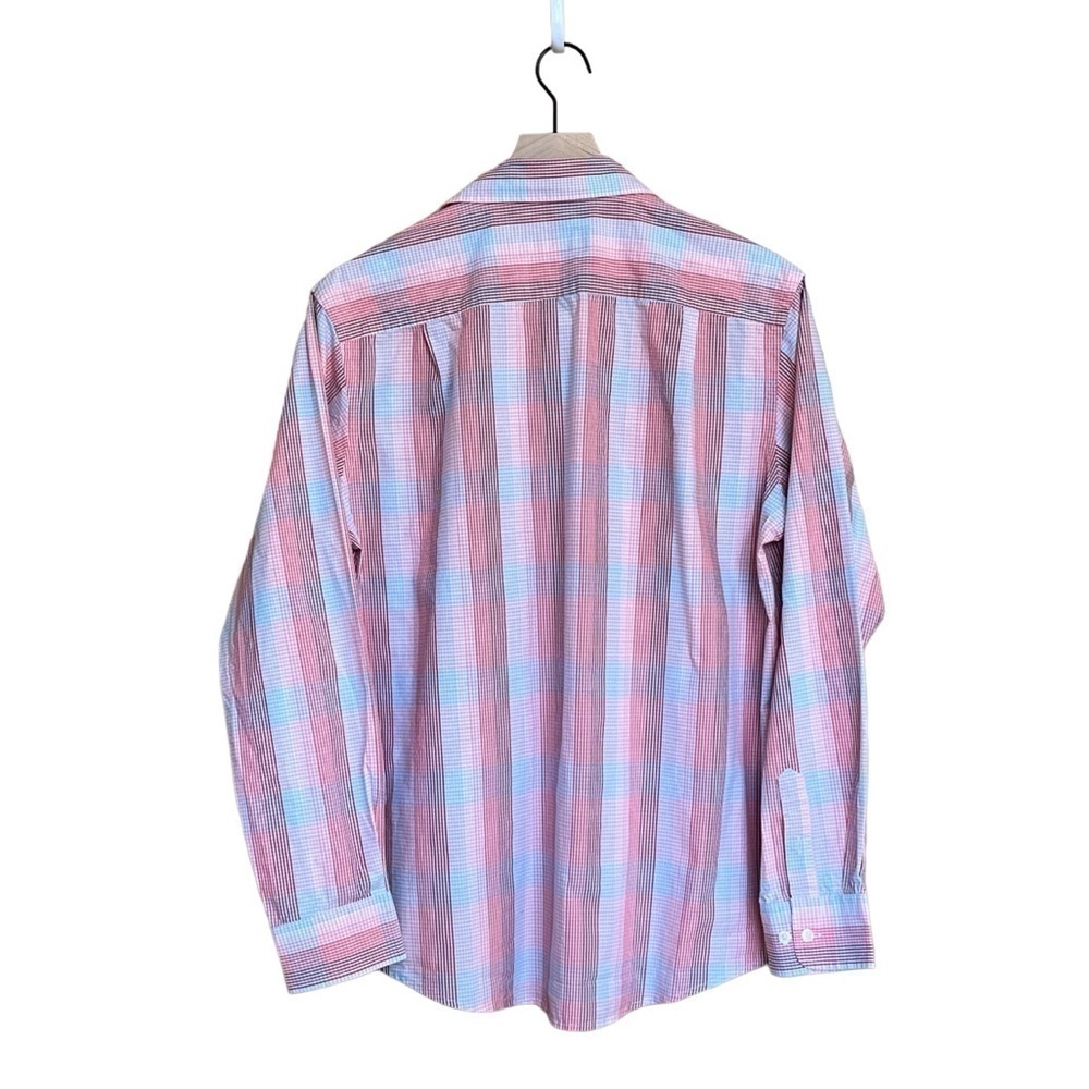 Tasso Elba Men’s Plaid Button Down Shirt. Pink and Blue. Size M #1136 - Picture 4 of 5